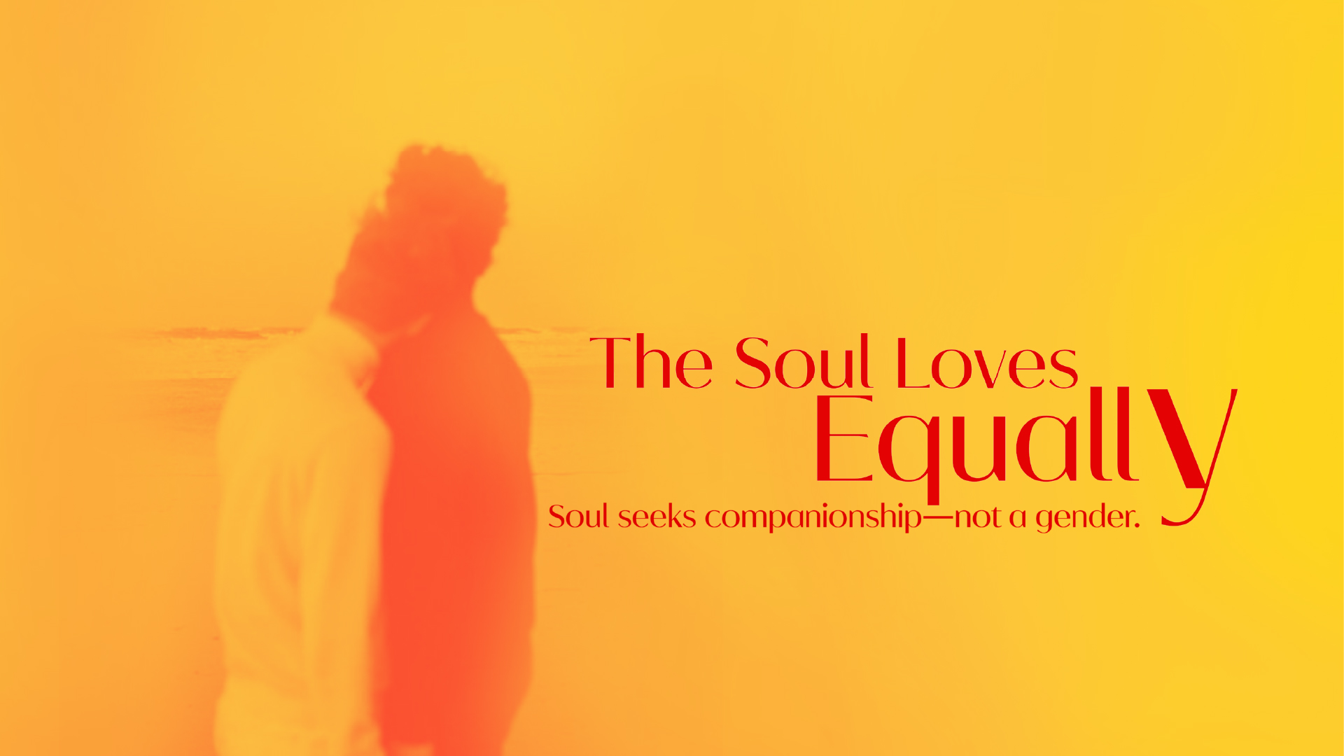 Couple silhouette with warm golden yellow overlay — The Soul Loves Equally